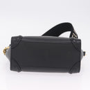CELINE Luggage Nano Shopper Hand Bag Leather 2way Black Gold Tone Auth 211063M-12