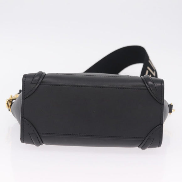 CELINE Luggage Nano Shopper Hand Bag Leather 2way Black Gold Tone Auth 211063M