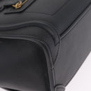 CELINE Luggage Nano Shopper Hand Bag Leather 2way Black Gold Tone Auth 211063M-13