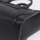 CELINE Luggage Nano Shopper Hand Bag Leather 2way Black Gold Tone Auth 211063M-14