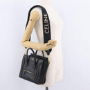 CELINE Luggage Nano Shopper Hand Bag Leather 2way Black Gold Tone Auth 211063M-24