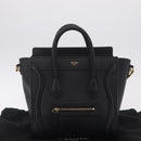 CELINE Luggage Nano Shopper Hand Bag Leather 2way Black Gold Tone Auth 211063M-25