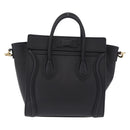 CELINE Luggage Nano Shopper Hand Bag Leather 2way Black Gold Tone Auth 211063M-3