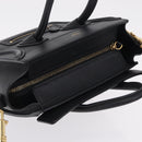 CELINE Luggage Nano Shopper Hand Bag Leather 2way Black Gold Tone Auth 211063M-6