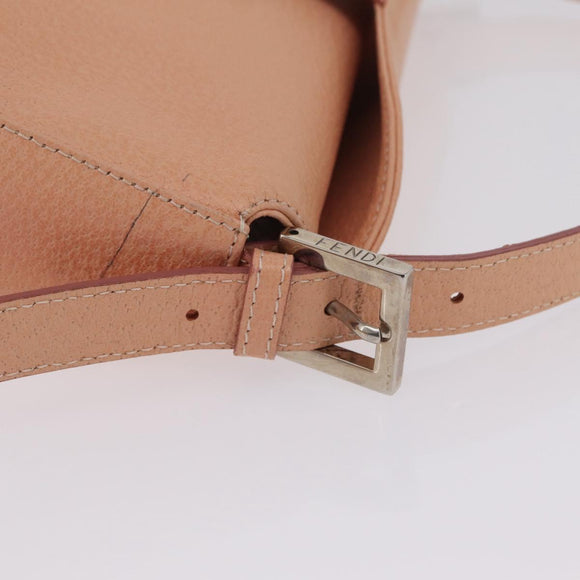FENDI Mamma Baguette Shoulder Bag Leather Pink Silver Auth 211066V