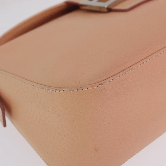 FENDI Mamma Baguette Shoulder Bag Leather Pink Silver Auth 211066V