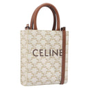 CELINE Triomphe Mini Vertical Cabas Hand Bag PVC 2way Ivory Gold Auth 211067V-1