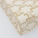 CELINE Triomphe Mini Vertical Cabas Hand Bag PVC 2way Ivory Gold Auth 211067V-13