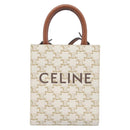 CELINE Triomphe Mini Vertical Cabas Hand Bag PVC 2way Ivory Gold Auth 211067V-2