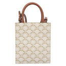 CELINE Triomphe Mini Vertical Cabas Hand Bag PVC 2way Ivory Gold Auth 211067V-3