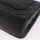 CHANEL Matelasse Chain Shoulder Bag Lamb Skin Black Gold Tone CC Auth 211072V-13