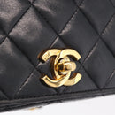 CHANEL Matelasse Chain Shoulder Bag Lamb Skin Black Gold Tone CC Auth 211072V-14