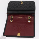 CHANEL Matelasse Chain Shoulder Bag Lamb Skin Black Gold Tone CC Auth 211072V-15