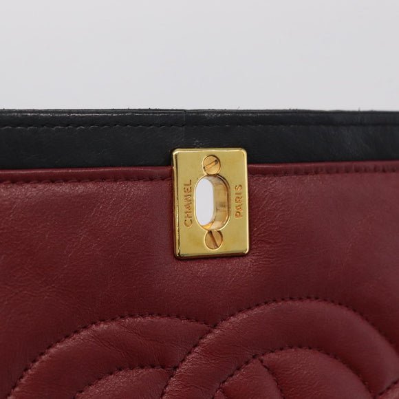 CHANEL Matelasse Chain Shoulder Bag Lamb Skin Black Gold Tone CC Auth 211072V