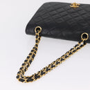 CHANEL Matelasse Chain Shoulder Bag Lamb Skin Black Gold Tone CC Auth 211072V-7