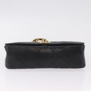 CHANEL Matelasse Chain Shoulder Bag Lamb Skin Black Gold Tone CC Auth 211072V-9