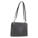 Christian Dior Shoulder Bag Leather Navy Gold Tone Auth 211098-1