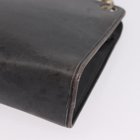 Christian Dior Shoulder Bag Leather Navy Gold Tone Auth 211098