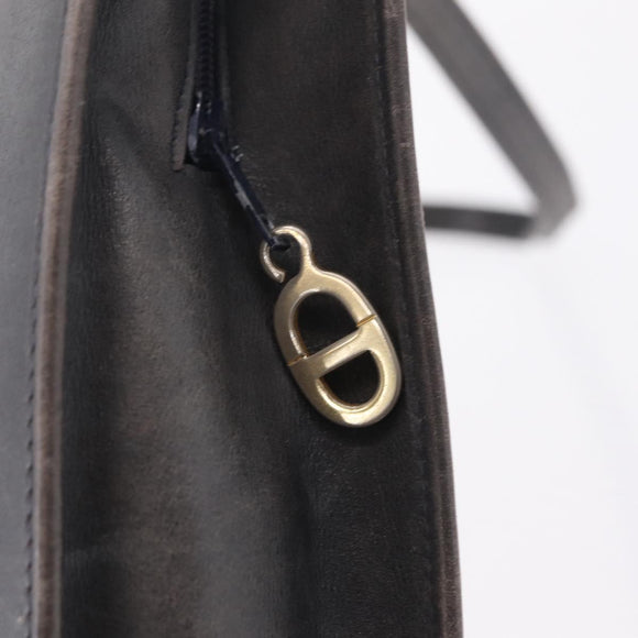 Christian Dior Shoulder Bag Leather Navy Gold Tone Auth 211098