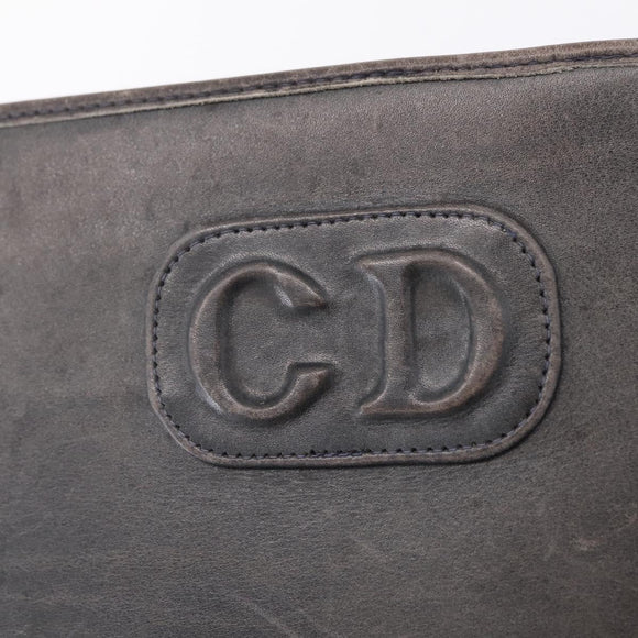 Christian Dior Shoulder Bag Leather Navy Gold Tone Auth 211098