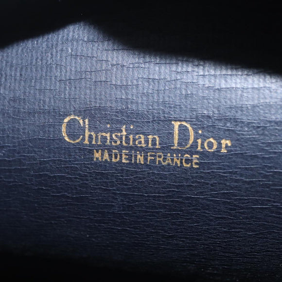 Christian Dior Shoulder Bag Leather Navy Gold Tone Auth 211098