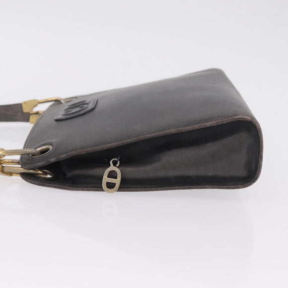 Christian Dior Shoulder Bag Leather Navy Gold Tone Auth 211098