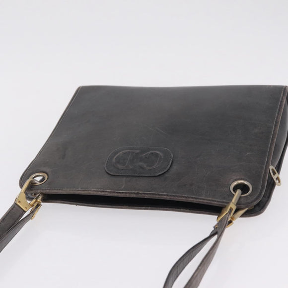 Christian Dior Shoulder Bag Leather Navy Gold Tone Auth 211098