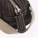 LOEWE Clutch Bag Leather Dark Brown Silver Auth 211101-10