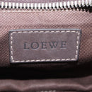 LOEWE Clutch Bag Leather Dark Brown Silver Auth 211101-16