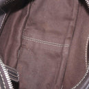 LOEWE Clutch Bag Leather Dark Brown Silver Auth 211101-11