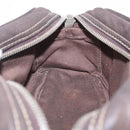 LOEWE Clutch Bag Leather Dark Brown Silver Auth 211101-18