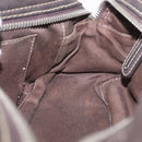 LOEWE Clutch Bag Leather Dark Brown Silver Auth 211101-20