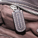 LOEWE Clutch Bag Leather Dark Brown Silver Auth 211101-20