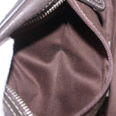 LOEWE Clutch Bag Leather Dark Brown Silver Auth 211101-21