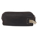 LOEWE Clutch Bag Leather Dark Brown Silver Auth 211101-3