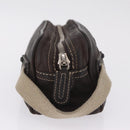 LOEWE Clutch Bag Leather Dark Brown Silver Auth 211101-4