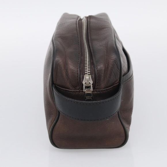 LOEWE Pouch Leather 2 Set Black Brown Auth 211102