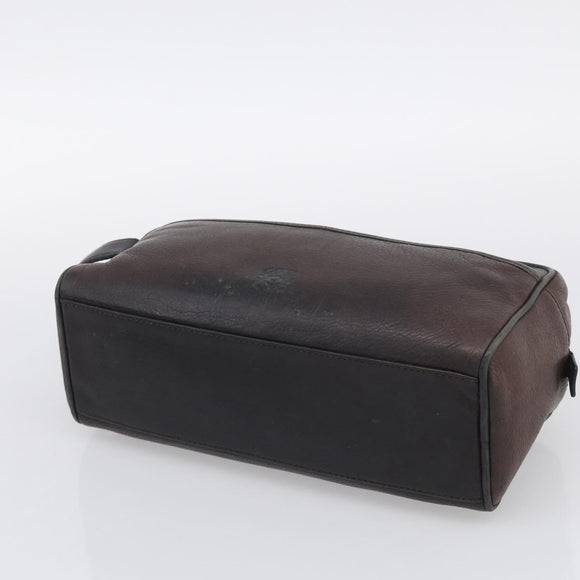 LOEWE Pouch Leather 2 Set Black Brown Auth 211102