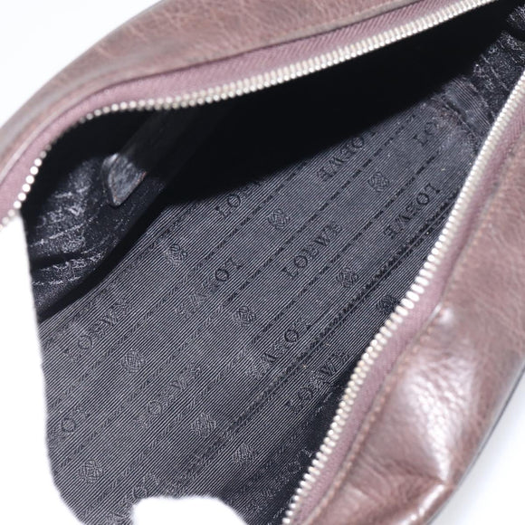 LOEWE Pouch Leather 2 Set Black Brown Auth 211102