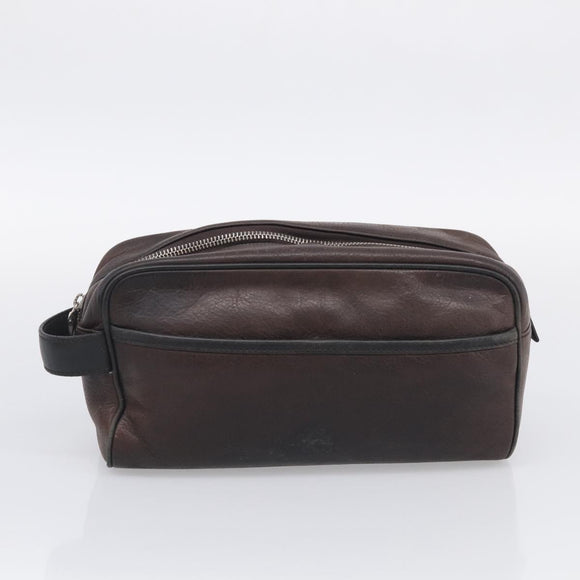 LOEWE Pouch Leather 2 Set Black Brown Auth 211102