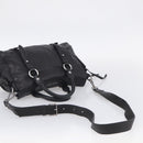 Miu Miu Hand Bag Vitellolux 2way Black Silver Auth 211112V-10