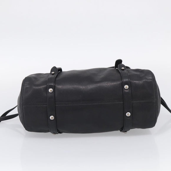 Miu Miu Hand Bag Vitellolux 2way Black Silver Auth 211112V