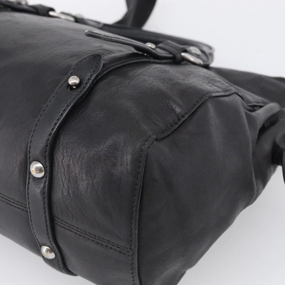 Miu Miu Hand Bag Vitellolux 2way Black Silver Auth 211112V