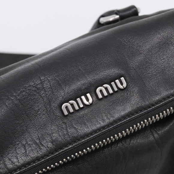 Miu Miu Hand Bag Vitellolux 2way Black Silver Auth 211112V
