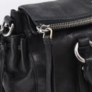 Miu Miu Hand Bag Vitellolux 2way Black Silver Auth 211112V-16
