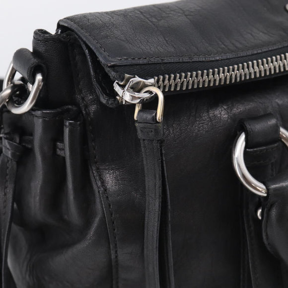 Miu Miu Hand Bag Vitellolux 2way Black Silver Auth 211112V