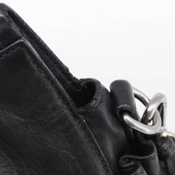 Miu Miu Hand Bag Vitellolux 2way Black Silver Auth 211112V