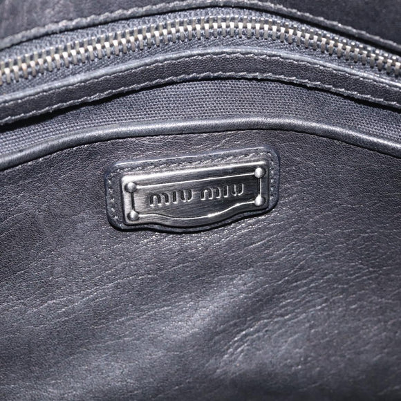 Miu Miu Hand Bag Vitellolux 2way Black Silver Auth 211112V