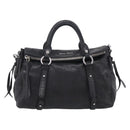 Miu Miu Hand Bag Vitellolux 2way Black Silver Auth 211112V-2