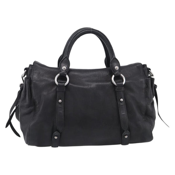 Miu Miu Hand Bag Vitellolux 2way Black Silver Auth 211112V